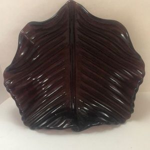 Vintage purple textured glass trinket dish 7”